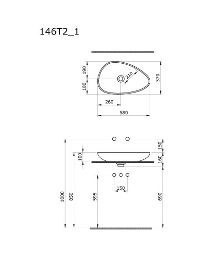 Раковина 58х37 см Ambassador Kingston 146T20301
