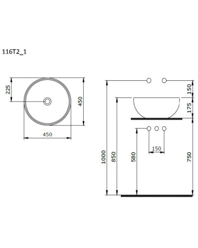 Раковина 45х45 см Ambassador Queen 116T20301