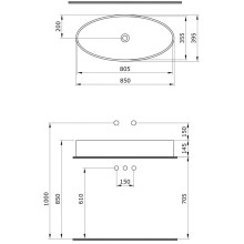Раковина 85х39,5 см Ambassador Ritz 236T20001