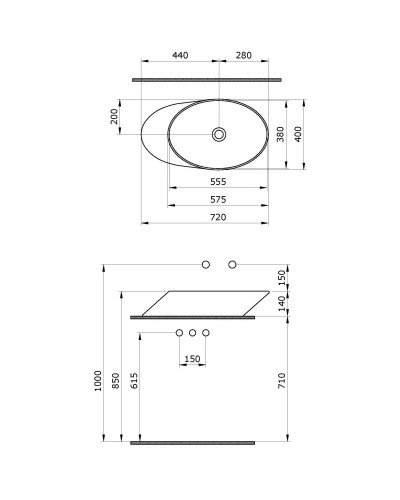 Раковина 72х40 см Ambassador Ritz 236T20002