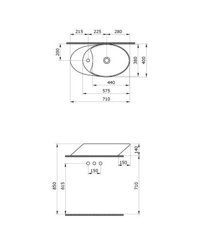 Раковина 71х40 см Ambassador Ritz 236T20003