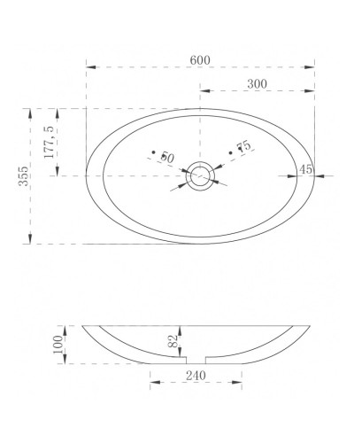 Раковина 60х35,5 см Abber Kristall AT2810Topas