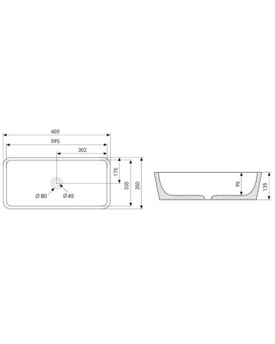 Раковина 60,5х35 см Abber Rechteck AC2204MDG