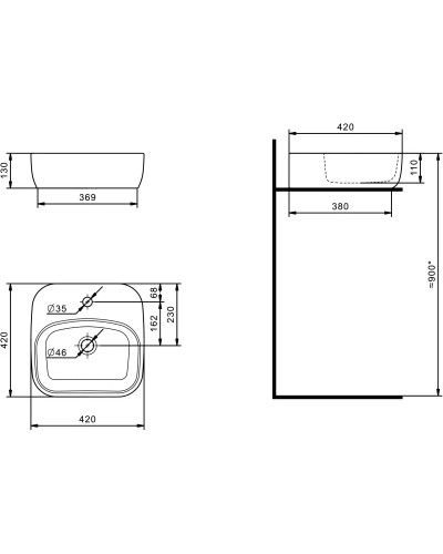 Раковина 42х42 см Акватон Одри 1WH501709