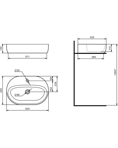 Раковина 62х42 см Акватон Одри 1WH501710