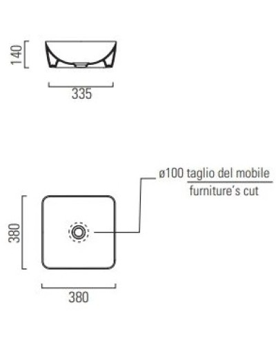 Раковина 38х38 см GSI Nubes 903816