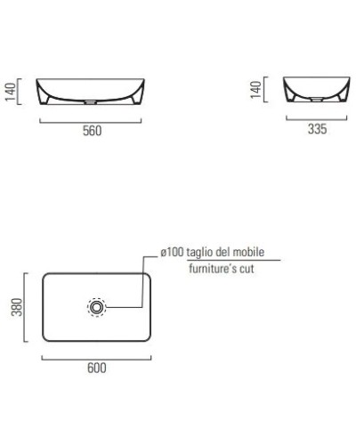 Раковина 60х38 см GSI Nubes 903608