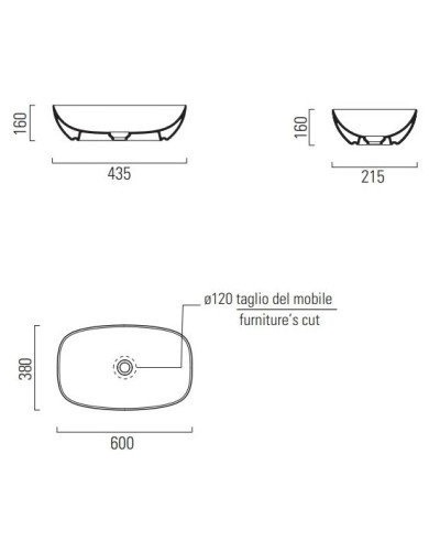 Раковина 60х38 см GSI Nubes 978304