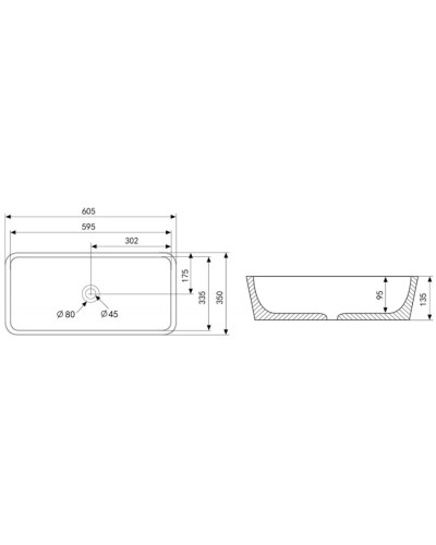 Раковина 60,5х35 см Abber Rechteck AC2204MG