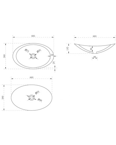 Раковина 60,5х38 см Abber Kristall AT2808Emerald
