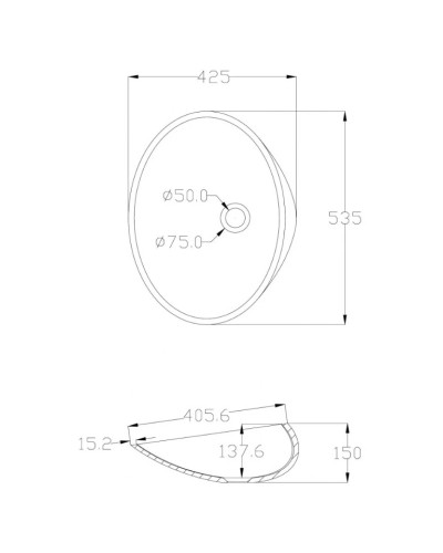 Раковина 53,5х42,5 см Abber Kristall AT2812Opal