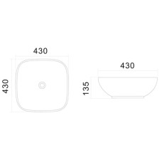 Раковина 43х43 см Am.Pm Universal C8FC0X043GWSQ