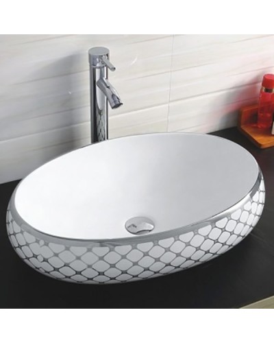 Раковина-чаша CeramaLux 59 262 Белая Серебряная