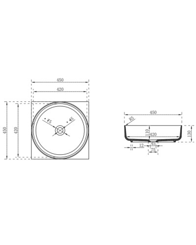 Раковина 45x45 см Vincea BS-6S16MW