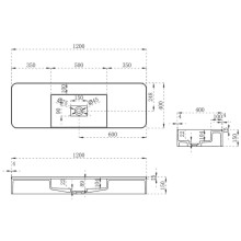 Раковина 120x40 см Vincea VWB-6S312MW