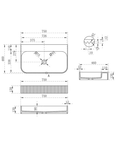 Раковина 75x46 см Vincea VWB-6SG75MW