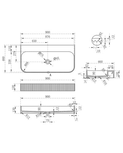 Раковина 90x46 см Vincea VWB-6SG90MW