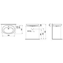 Раковина-чаша без отверстия для смесителя 75 см Laufen Alessi 8.1897.2.400.109.1