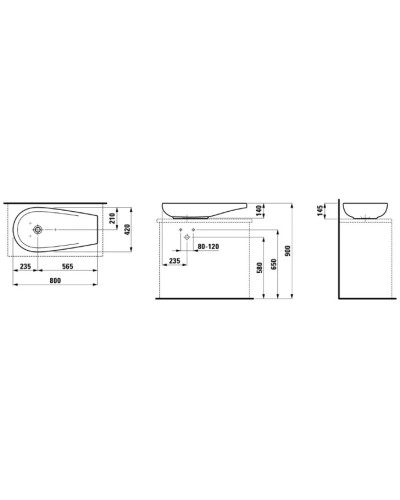 Раковина-чаша 80 см Laufen Alessi 8.1897.3.400.112.1