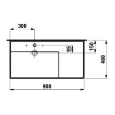 Раковина-чаша с полочкой справа 90 см Laufen Kartell by Laufen 8.1033.8.000.104.1