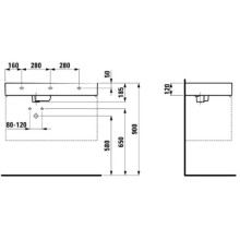 Раковина-чаша с полочкой справа 90 см Laufen Kartell by Laufen 8.1033.8.000.104.1