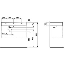 Раковина-чаша с полочкой справа 90 см Laufen Kartell by Laufen 8.1033.8.000.104.1