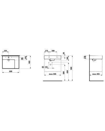 Раковина с полочкой справа 60 см Laufen Kartell by Laufen 8.1033.4.000.104.1