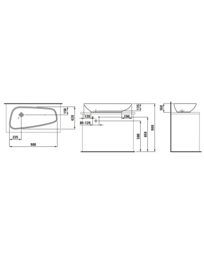 Раковина-чаша 90 см Laufen Palomba 8.1680.1.000.112.1