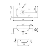 Консольная раковина из литьевого мрамора CEZARES TITAN-900-LVB-SOSPESO