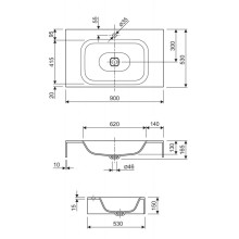 Консольная раковина из литьевого мрамора CEZARES TITAN-900-LVB-SOSPESO