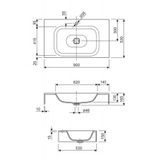 Консольная раковина из литьевого мрамора CEZARES TITAN-900-LVB-SOSPESO