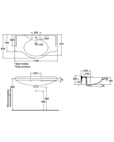 Раковина Azzurra Giunone 110 GIU200110/ALZA bix1 Белая