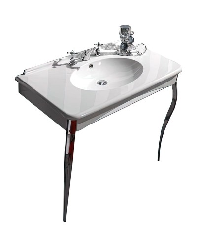 Раковина-консоль Kerasan Retro 100 1049K0 bix3 cr legs Белая Хром