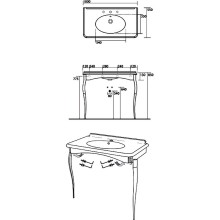 Раковина-консоль Kerasan Retro 100 1049K0 bix3 cr legs Белая Хром