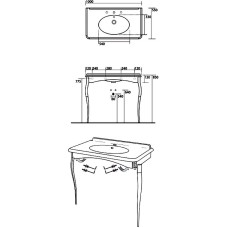 Раковина-консоль Kerasan Retro 100 1049K0 bix3 cr legs Белая Хром