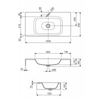 Консольная раковина из литьевого мрамора CEZARES TITAN-1000-LVB-SOSPESO