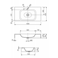 Консольная раковина из литьевого мрамора CEZARES TITAN-1000-LVB-SOSPESO