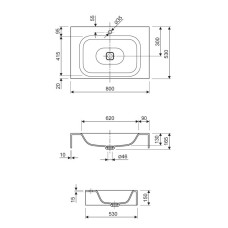 Консольная раковина из литьевого мрамора CEZARES TITAN-800-LVB-SOSPESO