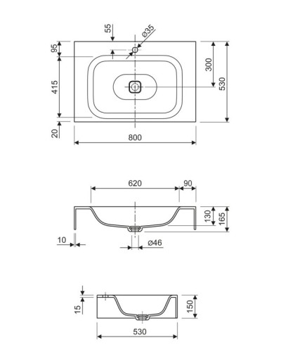 Консольная раковина из литьевого мрамора CEZARES TITAN-800-LVB-SOSPESO