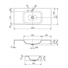 Консольная раковина из литьевого мрамора CEZARES TITAN-1200-LVB-SOSPESO
