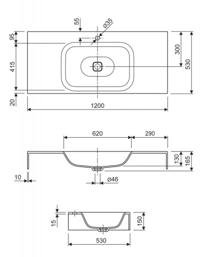Консольная раковина из литьевого мрамора CEZARES TITAN-1200-LVB-SOSPESO