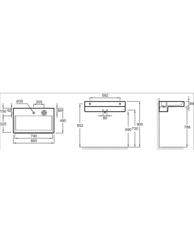 Раковина-столешница с подсветкой 80х49 см Jacob Delafon Terrace EXD9112-00