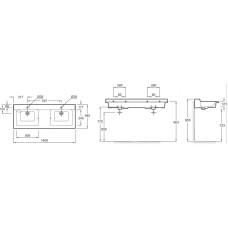 Подвесная раковина-столешница с отверстиями для смесителей 140 см Jacob Delafon Soprano EXJ112-00