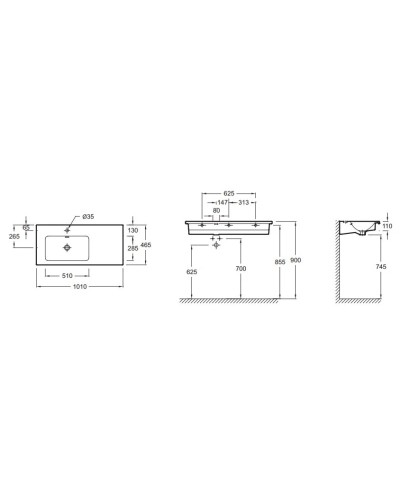 Подвесная раковина столешница для установки на мебель 100х46 см Jacob Delafon Vox EXAC112-Z-00