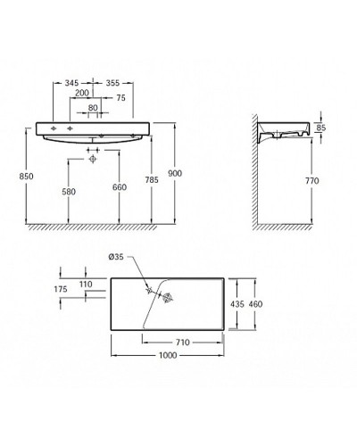 Раковина Jacob Delafon Rythmik 100 EXN112-Z-00 Белая