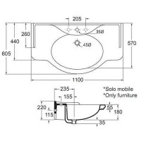 Раковина Cezares Azzurra Junone 110 GIU200110/ALZAT Bianco
