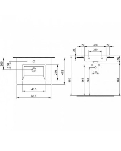 Раковина Creto Bocchi Milano 60 1161-001-0126 Белая глянцевая