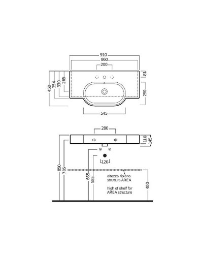 Раковина Hatria Area 91 YXA001 Белая