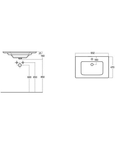 Раковина Aquanet Sanovit Sharp 70 14070-KL 202445 Белая