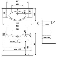 Раковина Laufen Palace 120 8.1170.4.000.104.1 Белая